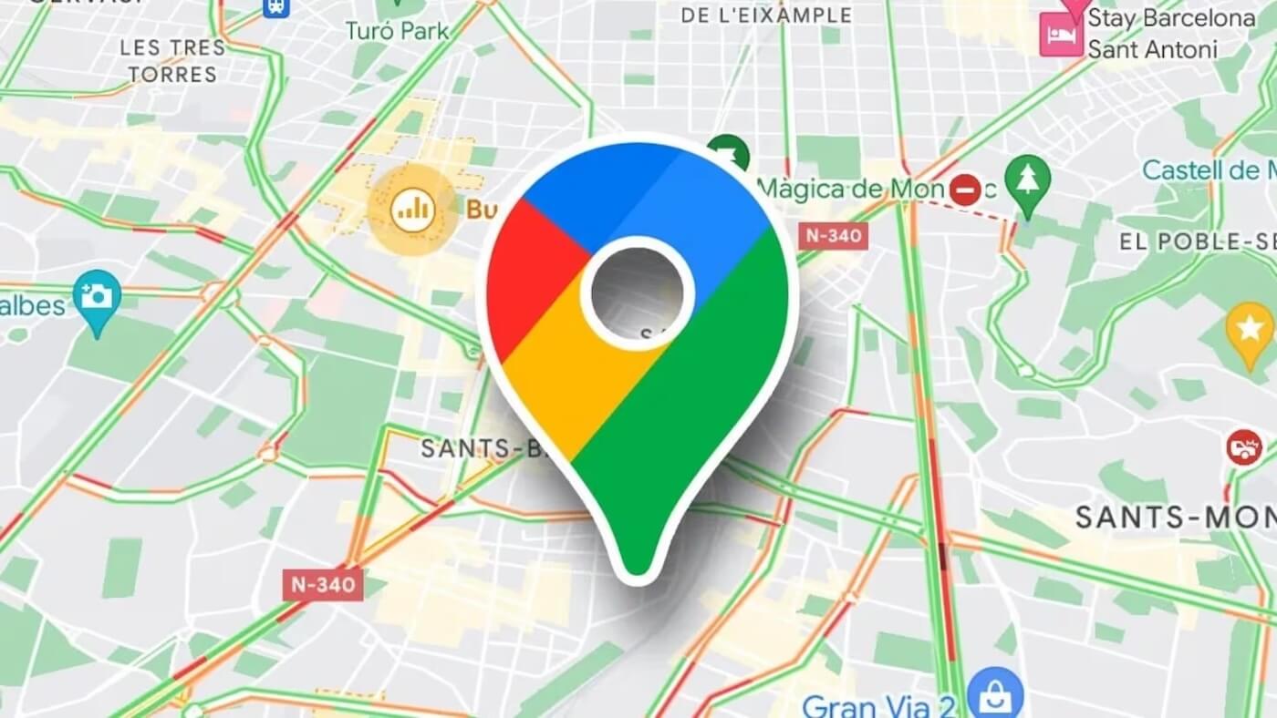 Épingle de localisation Google Maps sur une carte urbaine de Barcelone